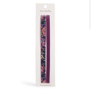 Vera Bradly Elastic Headbands, Midnight Wildflowers, Purple, Black